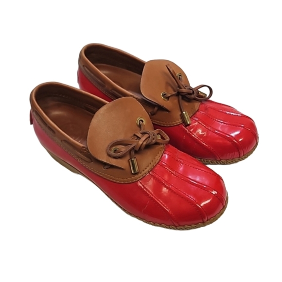 Tory Burch Shoes - Tory burch red tan patent leather rain snow ankle boots women's 6.5